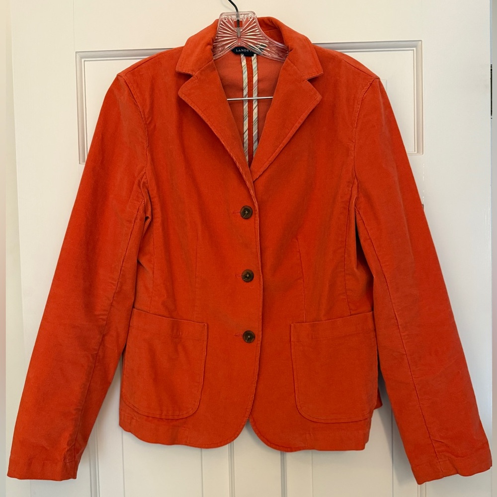 Lands’ End Orange Corduroy Blazer